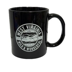 West Virginia Wild & Wonderful Mug Black Ceramic Coffee Cup USA Souvenir